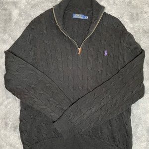 Mens Braided Polo 3/4 Zip Sweater
